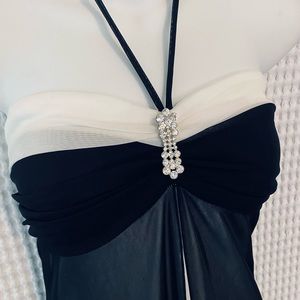 Maxi Dress Off the Shoulder Black/Cream dress. (Size 13) junior.
